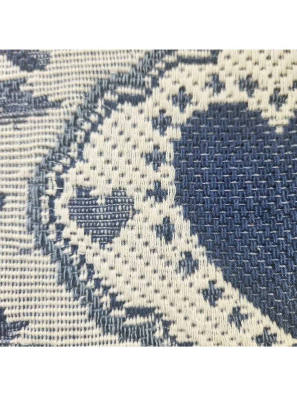 Set Of 2 placemats Blue White Heart Floral Woven Fringe cottagecore grannycore